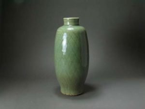 Ming Celadon Crosshatched Incised Vase