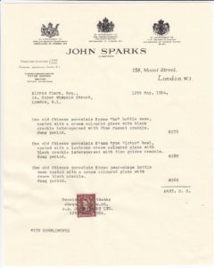 Fake receipt from John Sparks Asian Art